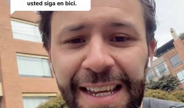 Jean Claude Bossard was killed last month just moments after posting a video to social media. He is pictured here talking to his fans just before he was attacked on the streets of Bogota