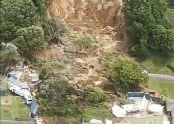 A landslide smashed into a campsite in rain-swept northern New Zealand on January 22, leaving multiple people missing under tonnes of mud