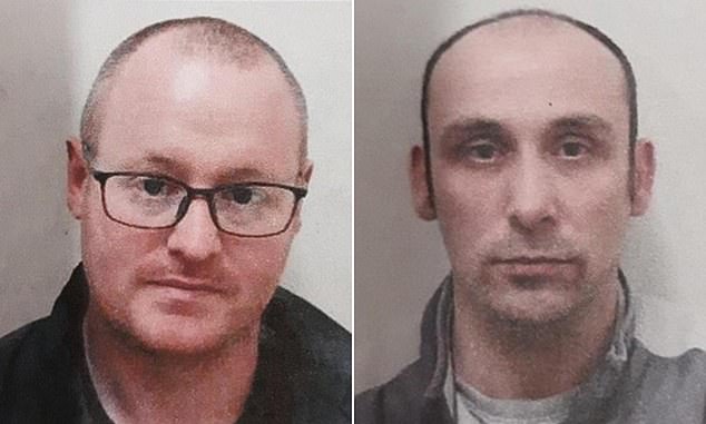 Matthew Armstrong, 35, left, and Daniel Washbourne, 40, right, both absconded from HMP Leyhill on New Year's Day