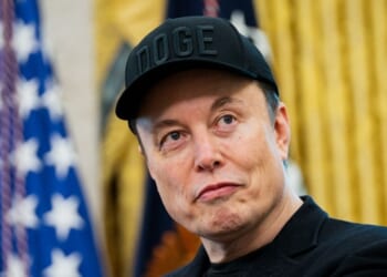 Elon Musk looks on during a news conference with President Donald Trump in the Oval Office of the White House in Washington, D.C., on May 30, 2025.