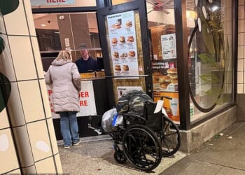 A McDonald's in downtown Seattle is so dangerous it has permanently closed its dining room and now only serves customers through a makeshift hatch reinforced with plexiglass