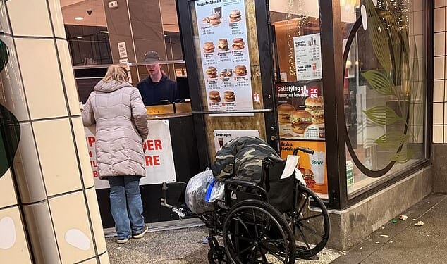 A McDonald's in downtown Seattle is so dangerous it has permanently closed its dining room and now only serves customers through a makeshift hatch reinforced with plexiglass