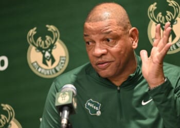 NBA Coach Doc Rivers speaks at a news conference in Atlanta, Georgia, on March 4, 2025.