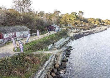 The picturesque Middle Beach in Studland, Dorset, pictured before the changes with its sea defences