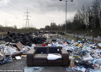 An abandoned dual carriageway in Coedkernew, Newport, has become notorious for flytipping