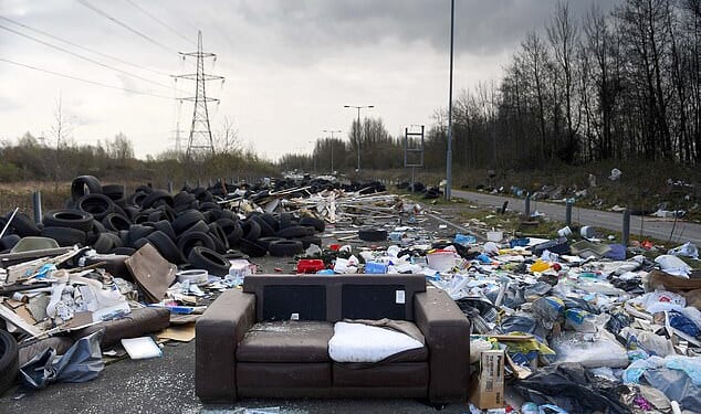 An abandoned dual carriageway in Coedkernew, Newport, has become notorious for flytipping