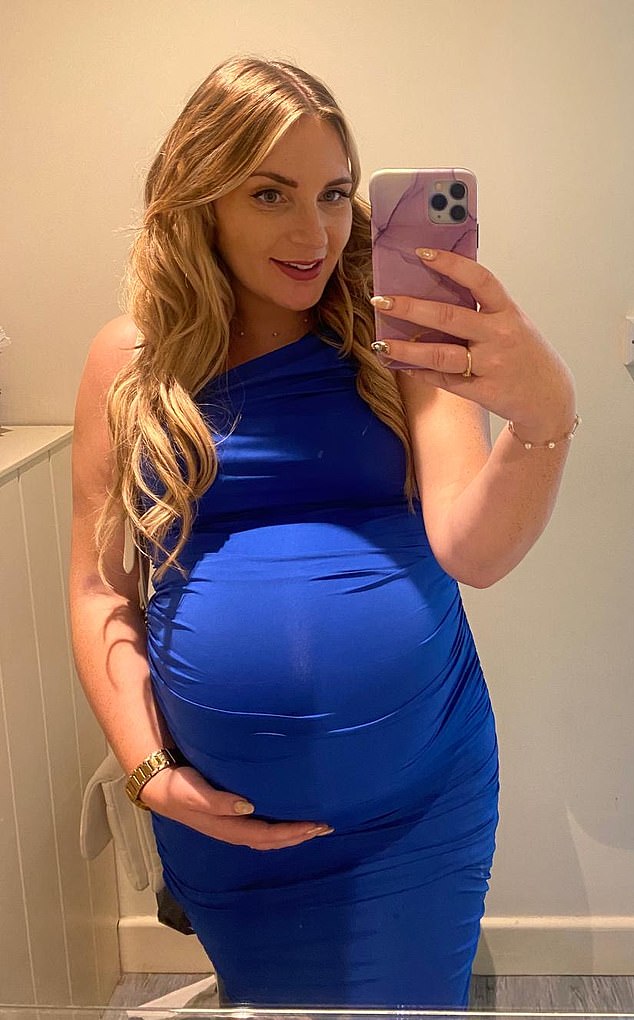 Mrs Gillibrand, pictured towards the end of her pregnancy, in August 2024