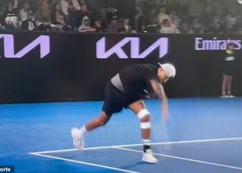 Nick Kyrgios smashes his racket and hits out at rowdy fans as chair umpire fights to control wild Australian Open crowd
