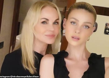 Nicola Peltzhas shared a pointed message on Thursday amid her and husband Brooklyn Beckham's ongoing feud with his estranged family  (pictured with mum Claudia Hefner Peltz)