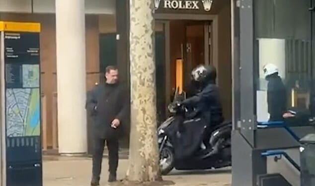 Knightsbridge is experiencing a sharp rise in crime (Footage of a ram-raid that occurred at the Bucherer Rolex Boutique at One Hyde Park this week)