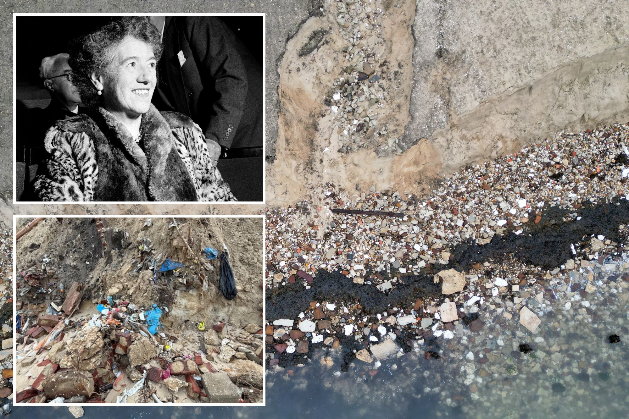 An image collage containing 3 images, Image 1 shows NINTCHDBPICT001050127962, Image 2 shows Enid Blyton, a white woman with curly hair and a pearl necklace, smiles while wearing a fur coat during the auditions for Noddy in Toyland, Image 3 shows NINTCHDBPICT001050136341