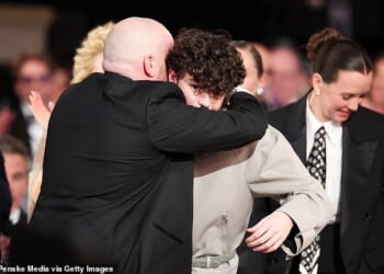 Owen Cooper's teary-eyed proud dad Andy as well as his Adolescence co-star Stephen Graham watched on as the teen made history at the Golden Globes on Sunday