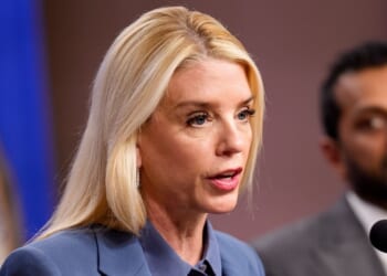 Attorney General Pam Bondi speaks at a news conference accompanied by top FBI officials on Dec. 4, 2025 in Washington, DC.