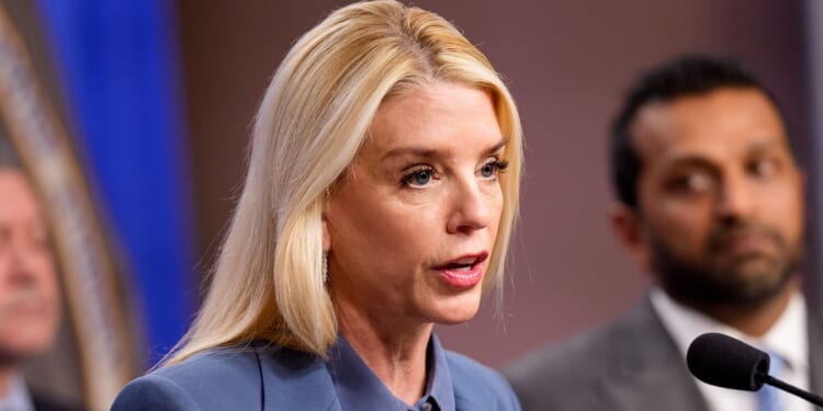 Attorney General Pam Bondi speaks at a news conference accompanied by top FBI officials on Dec. 4, 2025 in Washington, DC.