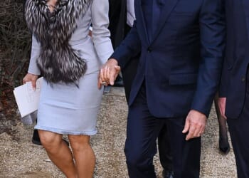 Laura Sánchez and Jeff Bezos arrive at the Christian Dior show in Paris on Monday