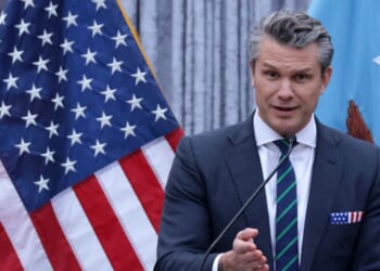 Secretary of Defense Pete Hegseth speaks during a Christmas service at the Pentagon on Dec. 17, 2025, in Arlington, Virginia.