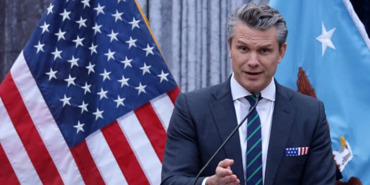 Secretary of Defense Pete Hegseth speaks during a Christmas service at the Pentagon on Dec. 17, 2025, in Arlington, Virginia.