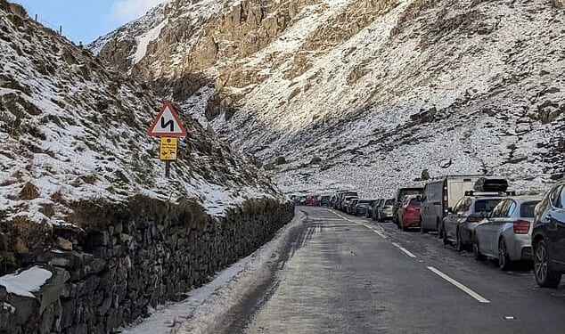 Police have hit out at Instagram-loving tourists for their 'ridiculous' parking on Snowdon while it has been covered with snow