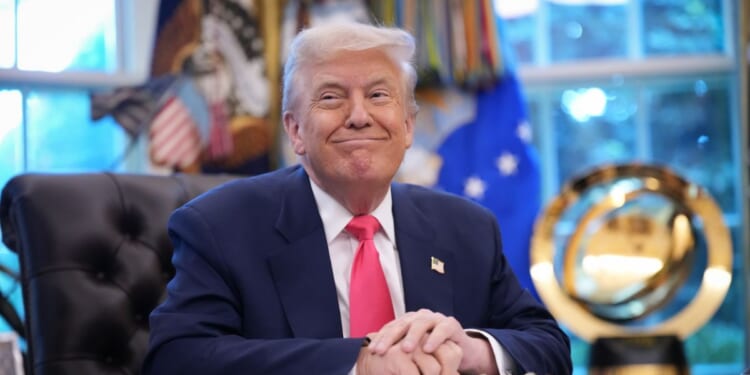 President Donald Trump speaks in the Oval Office of the White House on Aug. 14, 2025 in Washington, DC.