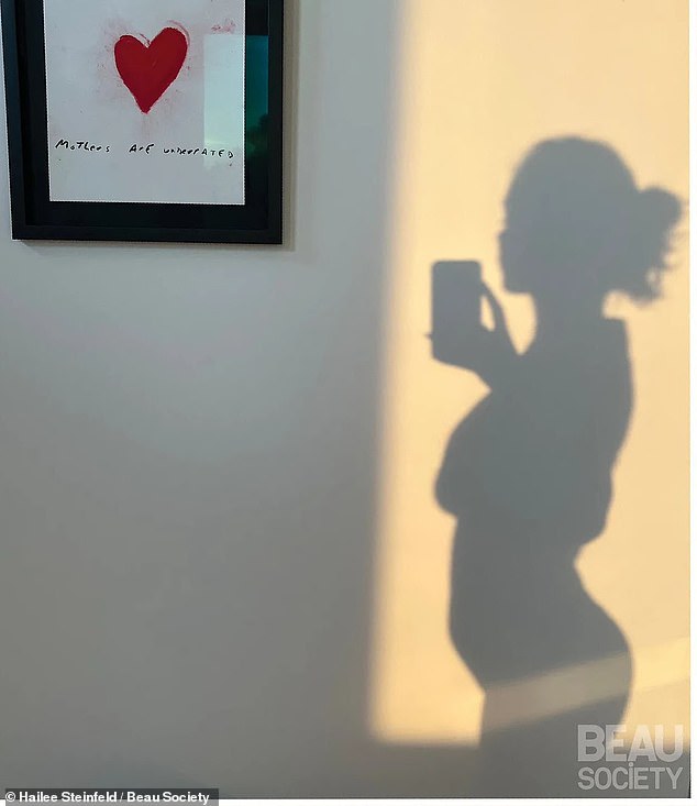 In one of the photos that she uploaded to her Beau Society page, the Sinners star took a snap of her shadowy silhouette on a wall