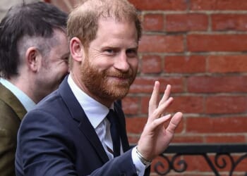 Prince Harry arriving at the High Court in London for the start of his privacy trial, alongside his solicitor Callum Galbraith