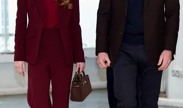 The princess underwent major abdominal surgery in January 2024 after which doctors found evidence of cancer and she underwent a course of gruelling preventative chemotherapy (Pictured: The Prince and Princess of Wales yesterday)