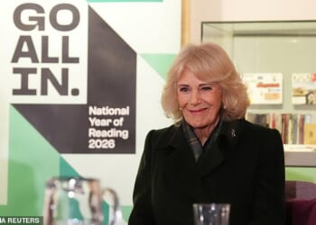 Britain's Queen Camilla visits the National Library of Scotland, Edinburgh, on Monday to mark the launch of the National Year of Reading in Scotland