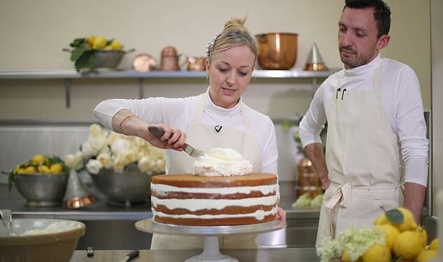 Claire Ptak with the Sussexes' wedding cake. The baker has made a public appeal for financial support