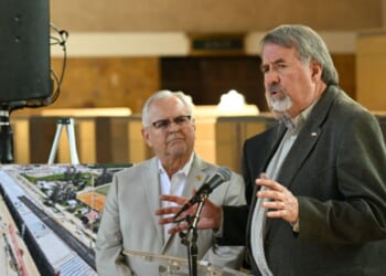 Rep. Doug LaMalfa speaks during a news conference at Union Station in downtown Los Angeles on Feb. 20, 2025.