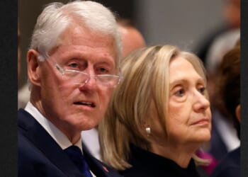 Former President Bill Clinton and his wife, former Secretary of State Hillary Clinton, are seen in a May photo. Bill Clinton is in hot water with Congress for failing to show up to a deposition regarding convicted sex offender Jeffrey Epstein.