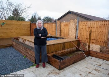 Rose Smith, 60, built new decking around her hot tub last year but then she claims her neighbour destroyed her fence and the deck, claiming they own the land