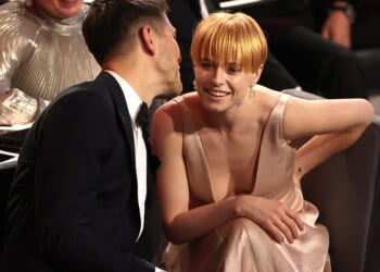 Oscar-nominated actress Jessie Buckley's husband is a former X Factor producer who worked alongside Simon Cowell, The Daily Mail can reveal (pictured 2022)