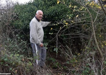Sidestrand parish councillor Ivor Watkins comes up against the impassable thicket on the newly registered byway