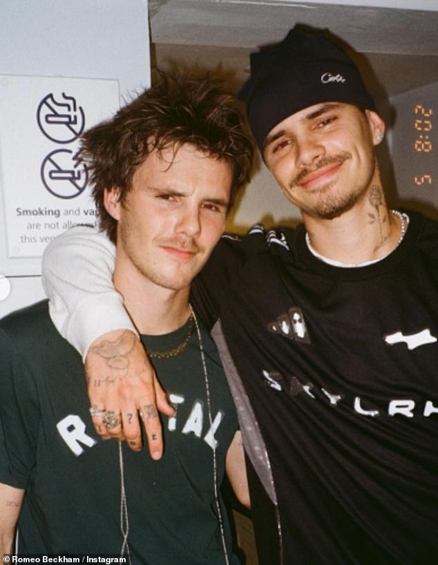 Romeo Beckham made a bold statement in his 2025 Instagram round-up - by choosing to snub his estranged older brother Brooklyn (pictured in one of the shots with brother Cruz, 20)