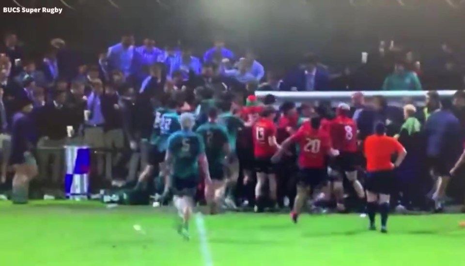 Brawl during Swansea University vs. Cardiff University rugby match.