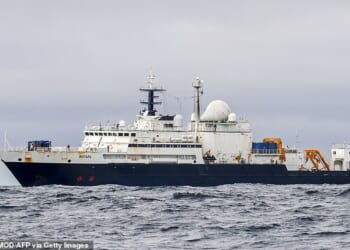 In December, Defence Secretary John Healey said that a Russian spy ship had used lasers to ward off RAF pilots tracking its activity near UK waters. Mr Healey said this was the second time the Yantar, part of the Kremlin¿s shadow fleet, had entered UK waters last year