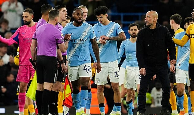 Pep Guardiola criticised referee Farai Hallam after the official's Premier League debut