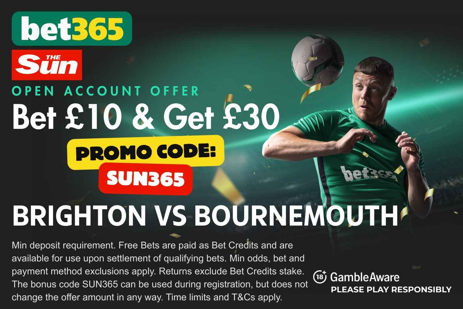 Brighton vs Bournemouth bet365 bonus code