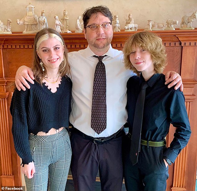 Kazmierczak has two queer children, seen with him at a family funeral in December 2021