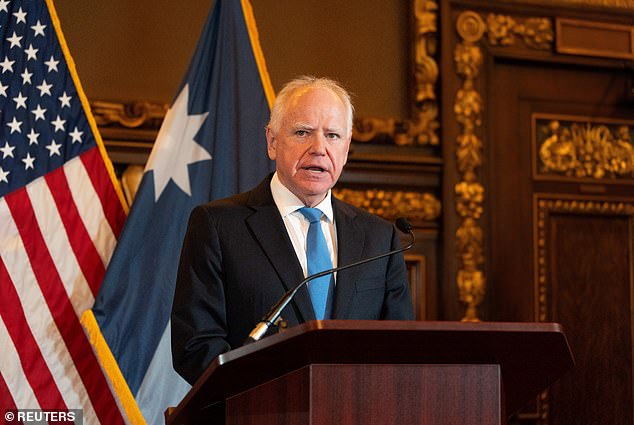Minnesota Governor Tim Walz speaks to reporters after he announced that he would not seek reelection, at the Minnesota State Capitol in St. Paul, Minnesota, U.S. January 5, 2026.