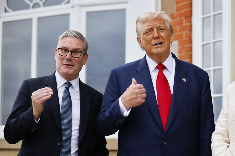 British Prime Minister Keir Starmer and US President Donald Trump posing for pictures.
