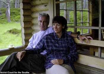 Jeffrey Epstein and Ghislaine Maxwell at the Queen's log cabin on the Balmoral Estate