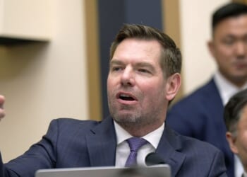 Rep. Eric Swalwell questions Special Counsel Jack Smith as he testifies during a hearing before the House Judiciary Committee in the Rayburn House Office Building on Capitol Hill on Jan. 22, 2026, in Washington, D.C.