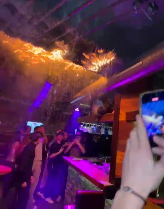 Footage from inside Le Constellation appeared to show foam attached to the ceiling catching fire rapidly