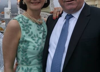 Gordon Abas Goodarzi, 68, was charged with the murder of his estranged wife, Aryan Papoli, 58, on Saturday, months after she found dead at the bottom of a 75-foot embankment (both pictured)