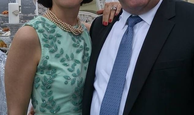 Gordon Abas Goodarzi, 68, was charged with the murder of his estranged wife, Aryan Papoli, 58, on Saturday, months after she found dead at the bottom of a 75-foot embankment (both pictured)