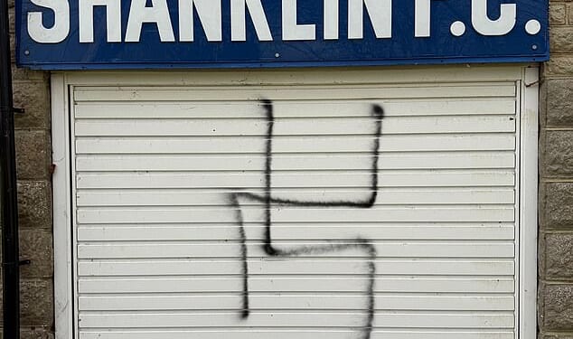 Multiple images of swastikas were spraypainted onto the clubhouse of Shanklin FC