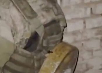 Online footage shows Francis with the landmine strapped to him