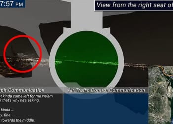 A terrifying animation has revealed a pilots-eye view of the tragic mid-air collision between an American Airlines jet and a Black Hawk helicopter that killed 67 people in January 2025