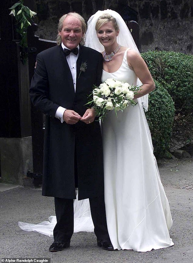 Terry Yorath with his daughter Gabby on her wedding day at Logie Kirk in Scotland in July 2001